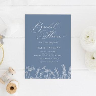 Periwinkle Wildflower Bridal Shower Invitations