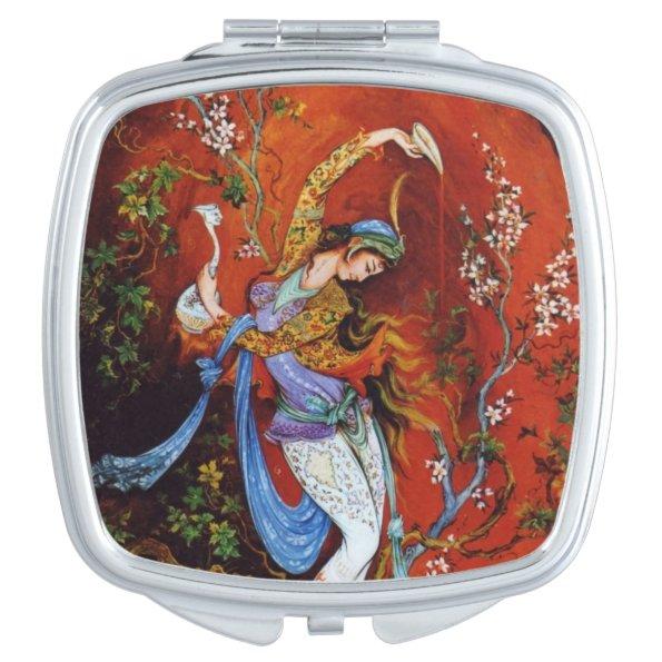 Persian Miniature Dancing Nymph Makeup Mirror