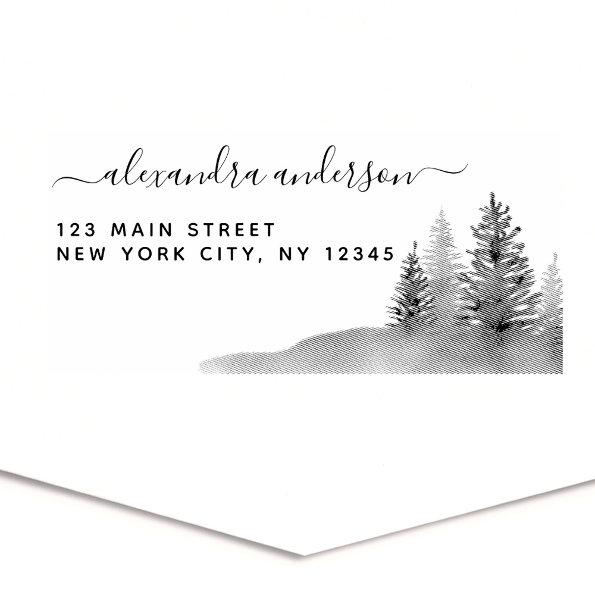 Personal Elegant Mountain Forest Return Address Self-inking Stamp