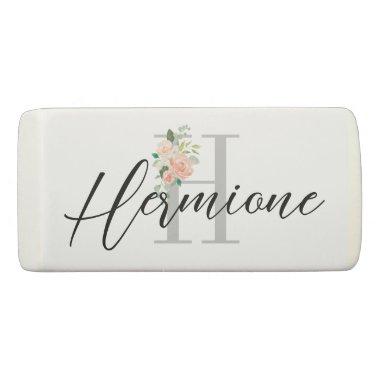 Personal Name and Monogram Any Color Floral Eraser