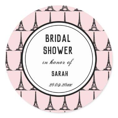 Personalised Bridal Shower Eiffel Tower Paris Classic Round Sticker