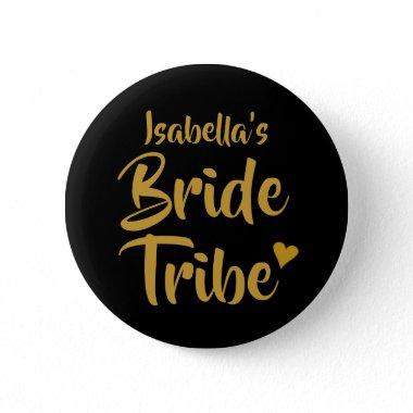 Personalised Bride Tribe Gold Heart Button