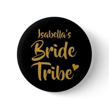 Personalised Bride Tribe Gold Heart Button