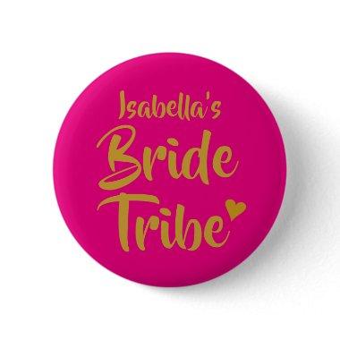 Personalised Bride Tribe Gold Heart Button