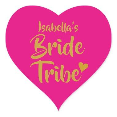 Personalised Bride Tribe Gold Heart Heart Sticker