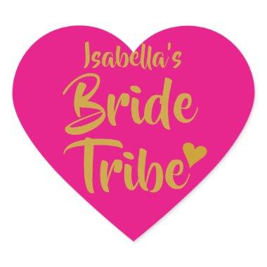 Personalised Bride Tribe Gold Heart Heart Sticker