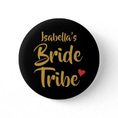 Personalised Bride Tribe Red Heart Button