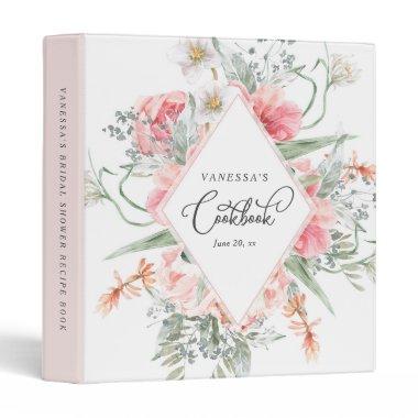 Personalised garden flower Bridal shower cookbook 3 Ring Binder