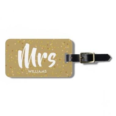 Personalised Gold Dust Confetti Mrs Luggage Tag