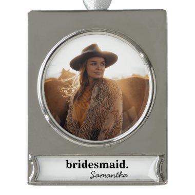 Personalised Modern Bridal Shower Bridesmaid Silver Plated Banner Ornament
