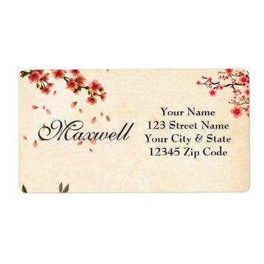Personalised pink floral shipping address labels