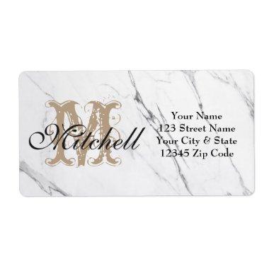 Personalised White Marble shipping address labels
