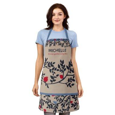 Personalizd Botanical Pomegranate Gardening Apron
