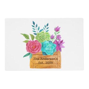 Personalize Basket of Flowers Watercolor Placemat