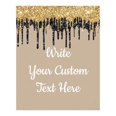 Personalize Khaki Gold Glitter Birthday Photo Prop Poster