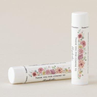 Personalize Peach Pink Floral Bridal Shower Lip Balm