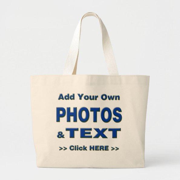 personalize photos text add images customize make large tote bag