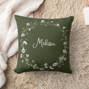 Personalize Wild Flower Bloom Throw Pillow