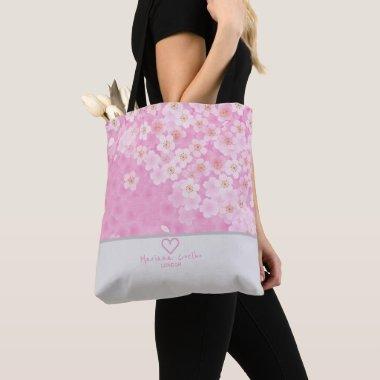 Personalize with your Name and City ♥Sakura Floral Tote Bag
