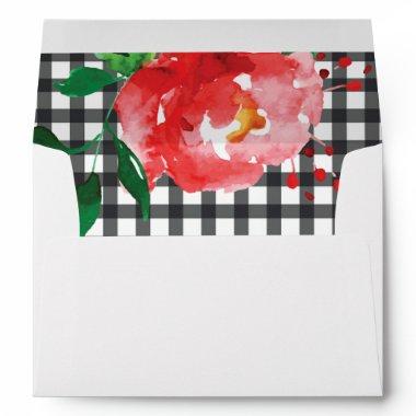 Personalized 5 x 7 Gingham Rose envelopes