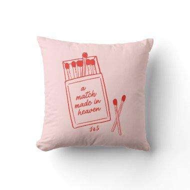 Personalized A Match Made in Heaven Red & Pink Throw Pillow