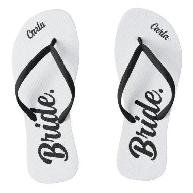 Personalized Bachelorette Bride black and white Flip Flops