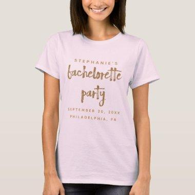 Personalized Bachelorette Party Gold Glitter T-Shirt