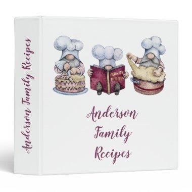 Personalized Baking Gnomes Family Recipe Book 3 Ring Binder