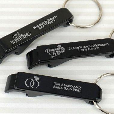 Personalized Black Aluminum Keychain Bottle Opener