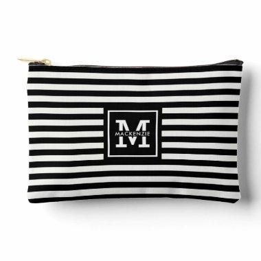 Personalized Black and White Stripes Pattern Accessory Pouch