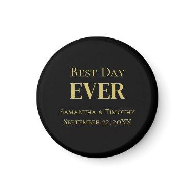 Personalized Black Gold Best Day Ever Wedding Magnet