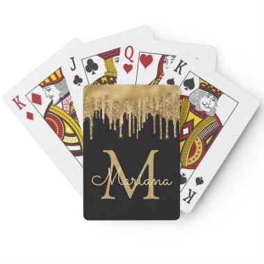 personalized black gold luxury dripping glitters poker