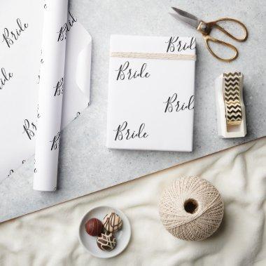 Personalized Black Script Elegant Name Bride Wrapping Paper