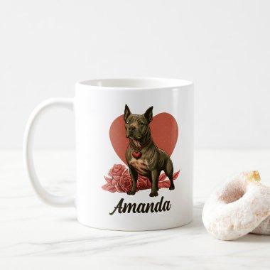 Personalized Black Valentine's Pit Bull Dog Coffee Mug