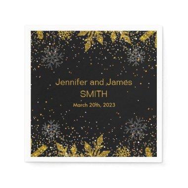 Personalized Black Wedding Confetti Gold Glitter P Napkins