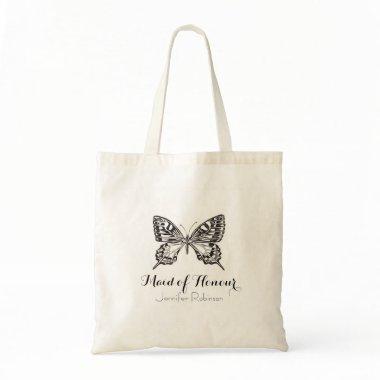 Personalized Black & White Butterfly Tote Bag