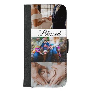 Personalized Blessed Family Three Photo Collage iPhone 8/7 Plus Wallet Case