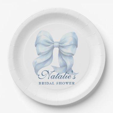 Personalized Blue Bow  Fancy Paper Plates