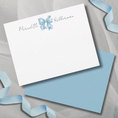 Personalized Blue Bow Name Monogram Note
