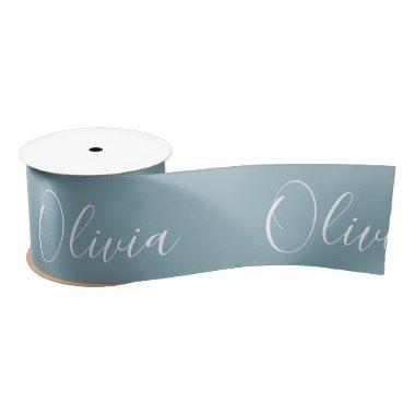 Personalized Blue Elegant Name Modern Satin Ribbon