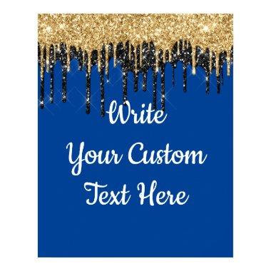 Personalized Blue Gold Glitter Birthday Photo Prop Poster