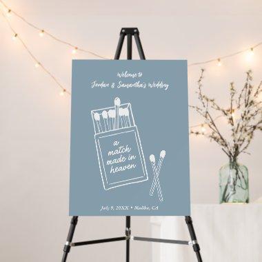 Personalized Blue Match Made in Heaven Welcome Foam Board
