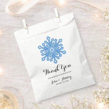 Personalized Blue Snowflake Winter Wedding Favor Bag