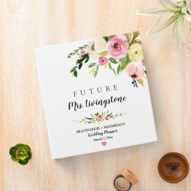 Personalized Blush Floral Boho Wedding Planner 3 R 3 Ring Binder
