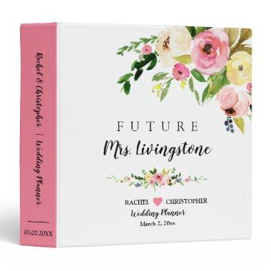 Personalized Blush Floral Boho Wedding Planner 3 Ring Binder