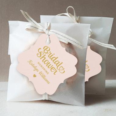 Personalized Blush Gold Wedding Bridal Shower Favor Tags