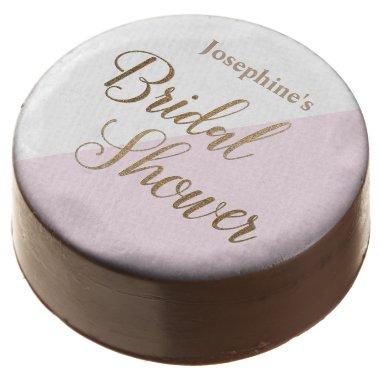 Personalized Blush Pink Gold Script Bridal Shower Chocolate Covered Oreo