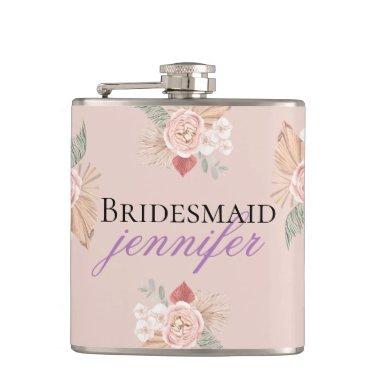 Personalized Boho Boho Floral Heart Flask Color