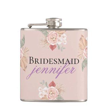 Personalized Boho Boho Floral Heart Flask Color