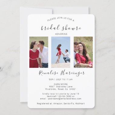 Personalized Boho Florals Photo Calligraphy Invitations